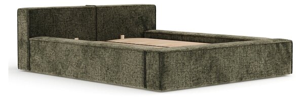 Tmavozelená čalúnená dvojlôžková posteľ s úložným priestorom s roštom 160x200 cm Voliera – Maison de Rêve