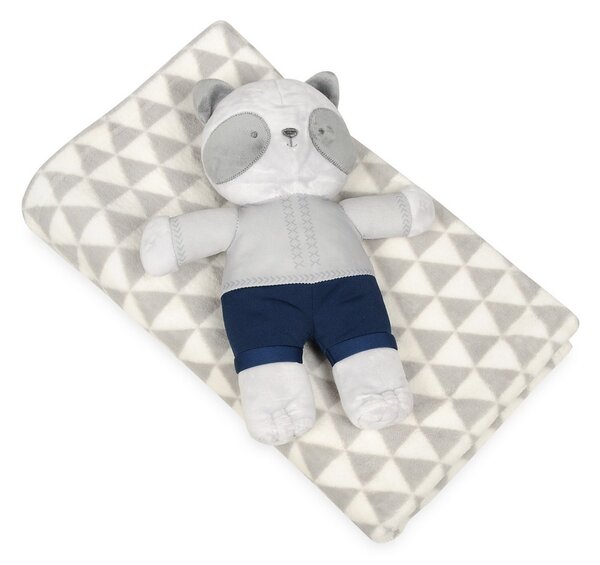 Babymatex Detská deka sivá s plyšákom medvedík, 75 x 100 cm
