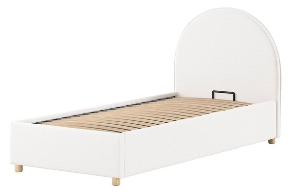 Biela čalúnená jednolôžková posteľ s úložným priestorom s roštom 90x200 cm Moon – Vipack