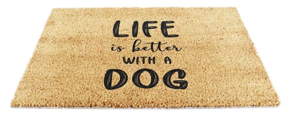 Rohožka z kokosového vlákna 40x60 cm Life Is Better With & Dog – Artsy Doormats