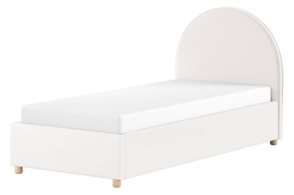 Biela čalúnená jednolôžková posteľ s úložným priestorom s roštom 90x200 cm Moon – Vipack