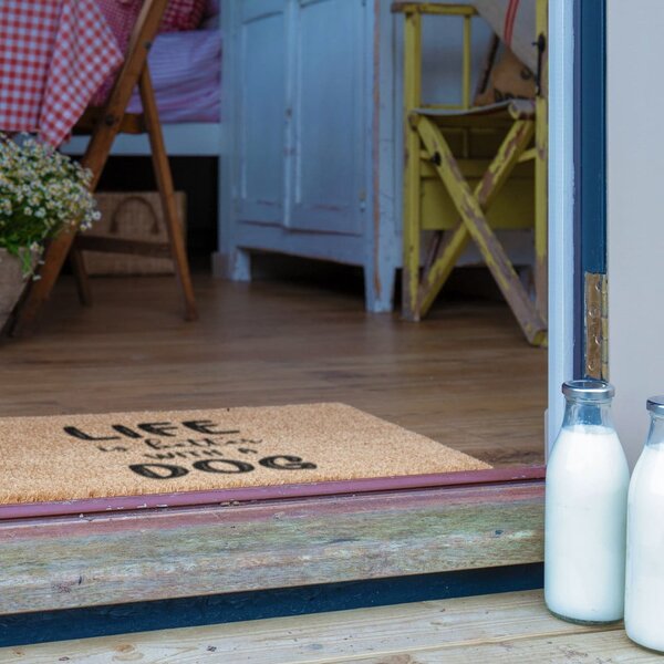 Rohožka z kokosového vlákna 40x60 cm Life Is Better With & Dog – Artsy Doormats