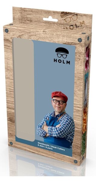 Antikoro steakové príbory v súprave 8 ks v striebornej farbe/v prírodnej farbe – Holm