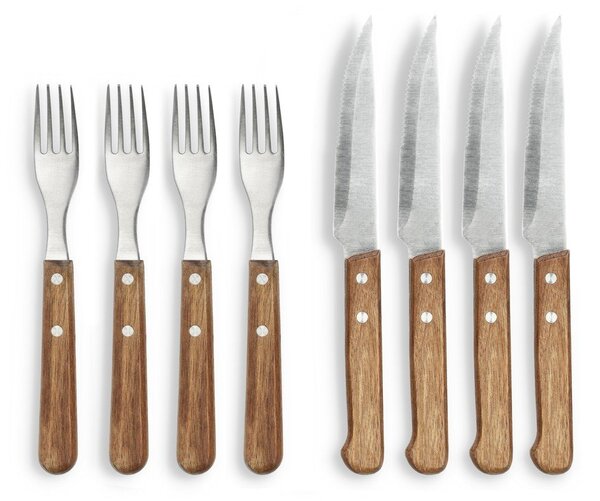 Antikoro steakové príbory v súprave 8 ks v striebornej farbe/v prírodnej farbe – Holm