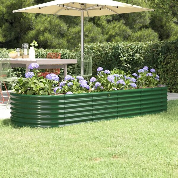 Vyvýšený záhradný záhon práškovaná oceľ 224x80x36 cm zelený