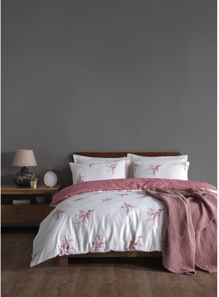 Biele/ružové obliečky na dvojlôžko/predĺžené z bavlny Renforcé 240x220 cm Breeze Floral – Mila Home Luxury