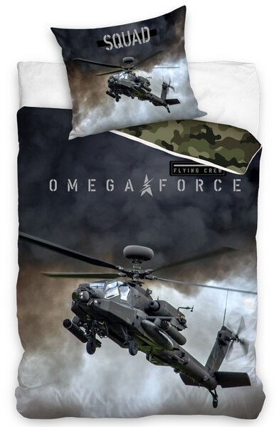 BedTex Bavlnené obliečky Vrtuľník Omega Force, 140 x 200 cm, 70 x 90 cm