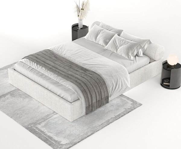 Krémová čalúnená dvojlôžková posteľ s úložným priestorom s roštom 160x200 cm Solvo – Maison de Rêve