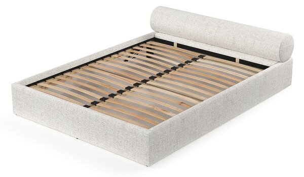 Krémová čalúnená dvojlôžková posteľ s úložným priestorom s roštom 160x200 cm Solvo – Maison de Rêve