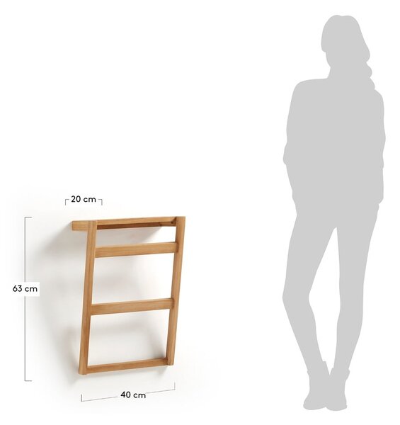 Nástenný vešiak na uteráky z teakového dreva Kave Home Sunday