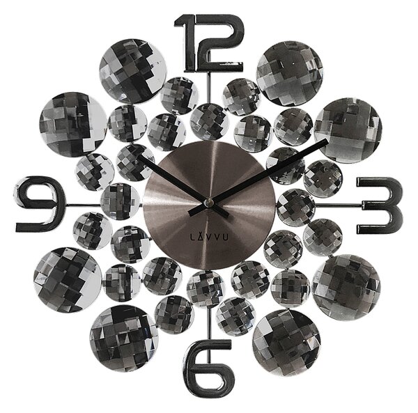 Nástenné hodiny LAVVU LCT1031 CRYSTAL Jewel, Antracit, 34 cm