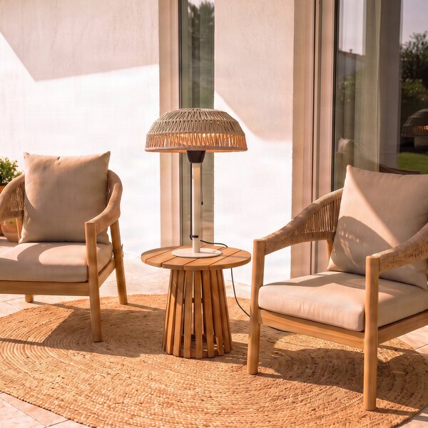 Stolný ohrievač Calenza, béžový, výška 70 cm, 1 500 W, hliník – Lucande Lucande, Calenza, Béžová, Kov, Moderný