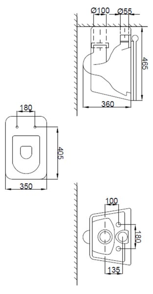 Invena Paros, závesná WC misa Rimless 465x350x360 mm + SLIM toaletné sedadlo s pomalým zatváraním, biela lesklá, INV-CE-90-001-W