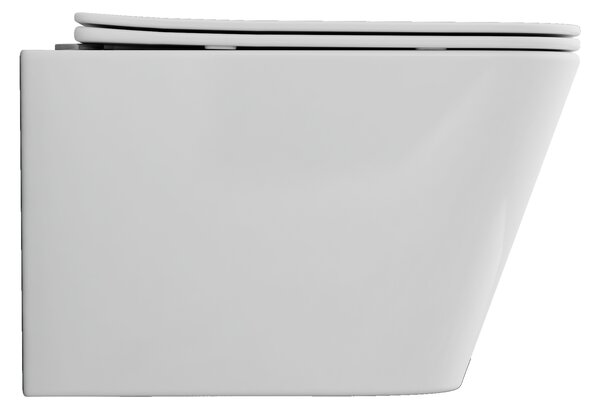 Invena Paros, závesná WC misa Rimless 465x350x360 mm + SLIM toaletné sedadlo s pomalým zatváraním, biela lesklá, INV-CE-90-001-W