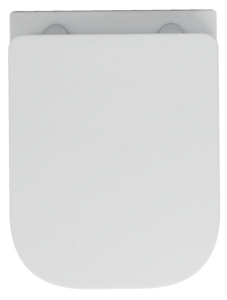 Invena Paros, závesná WC misa Rimless 465x350x360 mm + SLIM toaletné sedadlo s pomalým zatváraním, biela lesklá, INV-CE-90-001-W