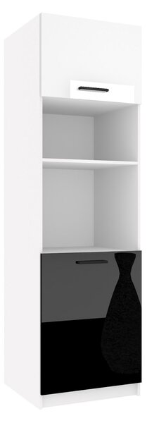 Vysoká kuchynská skrinka Belini pre vstavanú rúru 60 cm biely lesk / čierny lesk