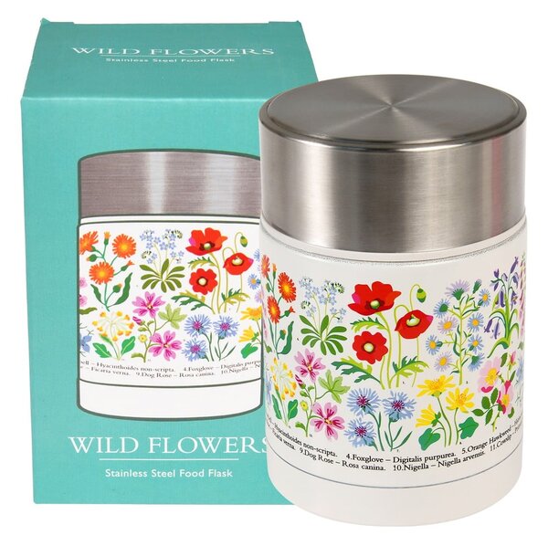 Krémová/v striebornej farbe termoska na jedlo/detská 450 ml Wild Flowers – Rex London