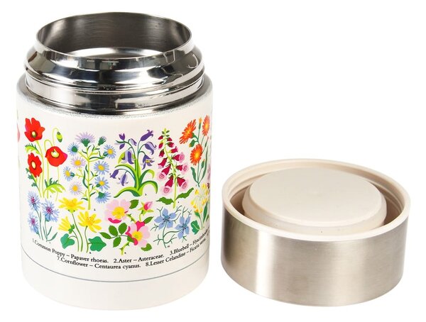 Krémová/v striebornej farbe termoska na jedlo/detská 450 ml Wild Flowers – Rex London