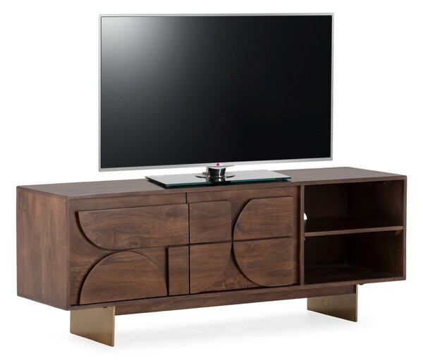 Hnedý TV stolík z mangového dreva 145x55x40 cm Trisha – MOME
