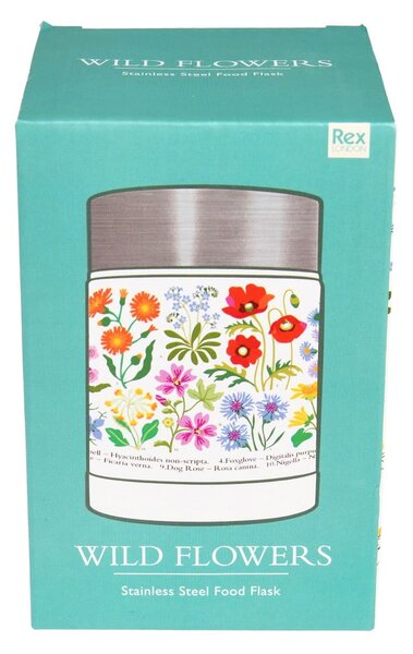 Krémová/v striebornej farbe termoska na jedlo/detská 450 ml Wild Flowers – Rex London