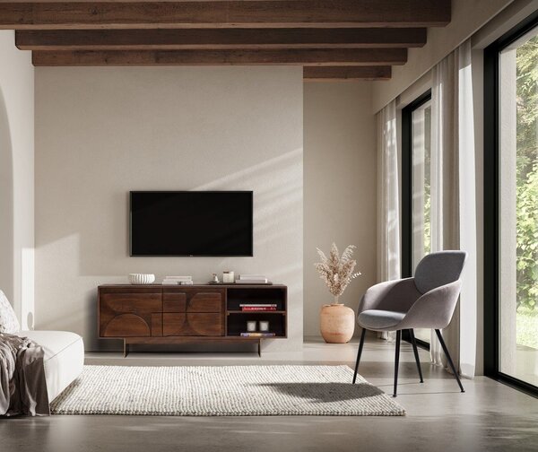 Hnedý TV stolík z mangového dreva 145x55x40 cm Trisha – MOME