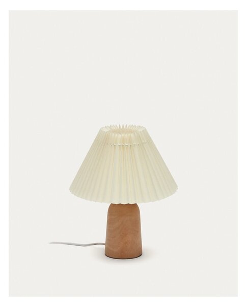 Béžová/v prírodnej farbe stolová lampa z kaučukového dreva s textilným tienidlom (výška 33 cm) Benicarlo – Kave Home
