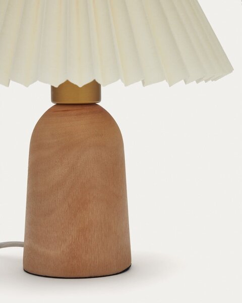 Béžová/v prírodnej farbe stolová lampa z kaučukového dreva s textilným tienidlom (výška 33 cm) Benicarlo – Kave Home