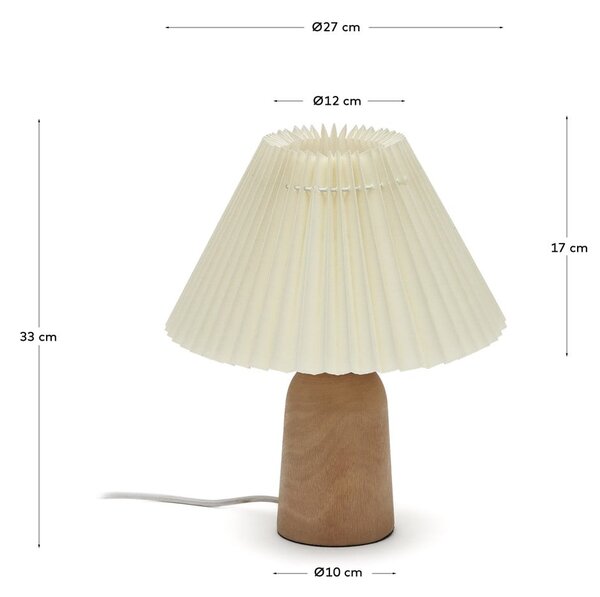 Béžová/v prírodnej farbe stolová lampa z kaučukového dreva s textilným tienidlom (výška 33 cm) Benicarlo – Kave Home