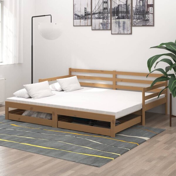 Rozkladacia denná posteľ 2x(90x200)cm, medová, borovicový masív