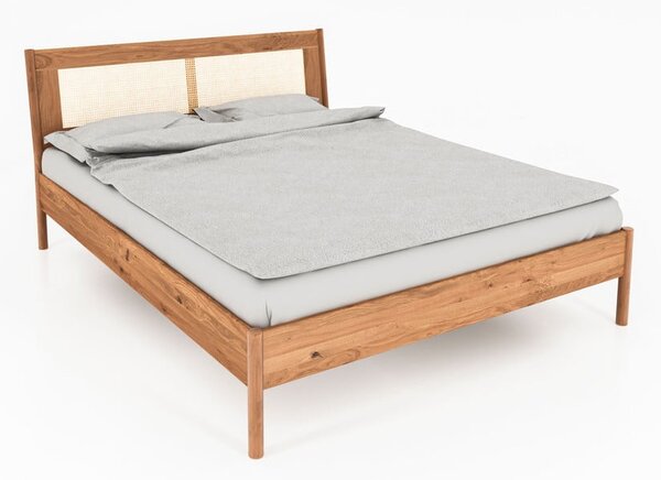 Dvojlôžková posteľ z dubového dreva s ratanovým čelom 140x200 cm Pola - The Beds