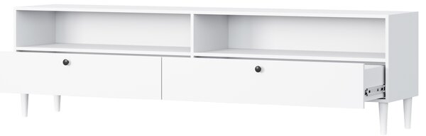 TV stolík s policou a skrinkami DULLUM 200x58cm, biely