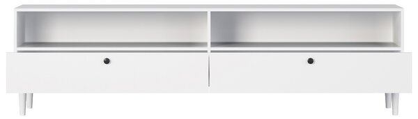 TV stolík s policou a skrinkami DULLUM 200x58cm, biely