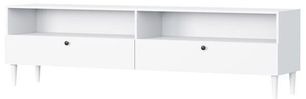 TV stolík s policou a skrinkami DULLUM 200x58cm, biely