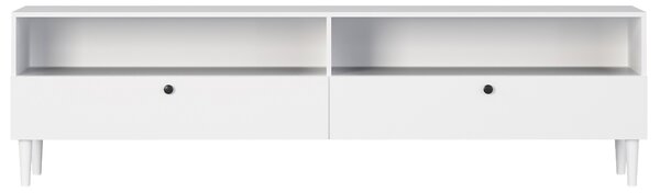 TV stolík s policou a skrinkami DULLUM 200x58cm, biely