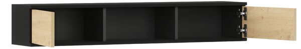 Nástenná polica so skrinkami LANZZI 120 cm, čierna/dubová