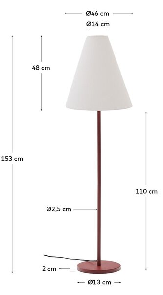 Stojacia lampa v terakotovej farbe s textilným tienidlom (výška 153 cm) Navat – Kave Home