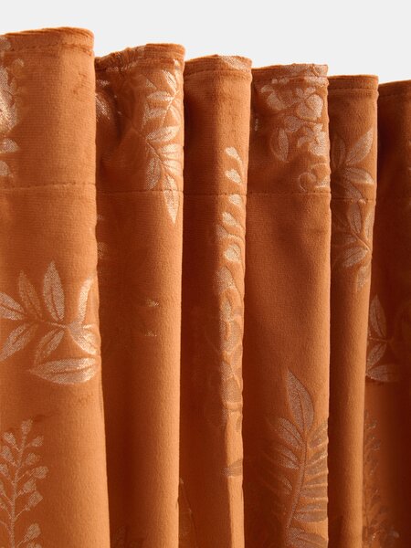 Sinsay - Záves na riasiacej páske s lesklým rastlinným vzorom - oranžová