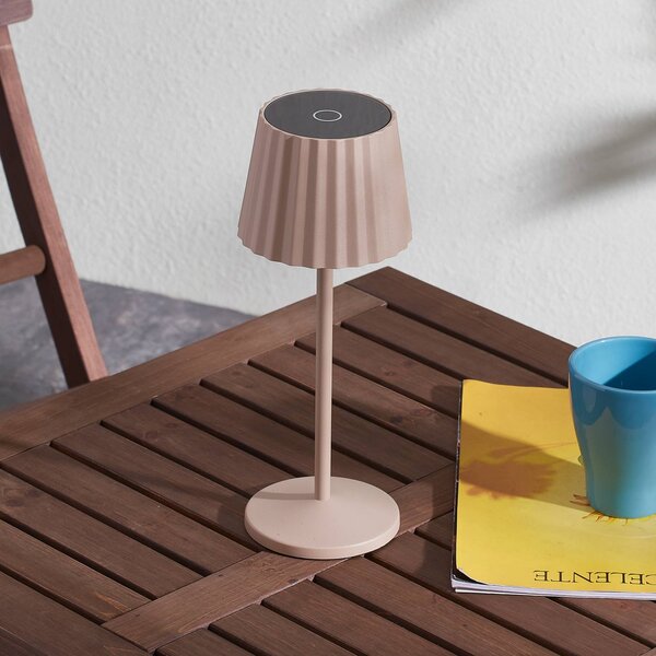 Nabíjacia stolová lampa Lindby LED Esali, pieskovo béžová
