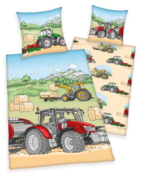 Herding Detské bavlnené obliečky Traktor, 140 x 200 cm, 70 x 90 cm