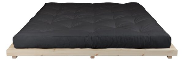 Dvojlôžková posteľ z borovicového dreva s matracom Karup Design Dock Comfort Mat Natural/Black, 160 × 200 cm