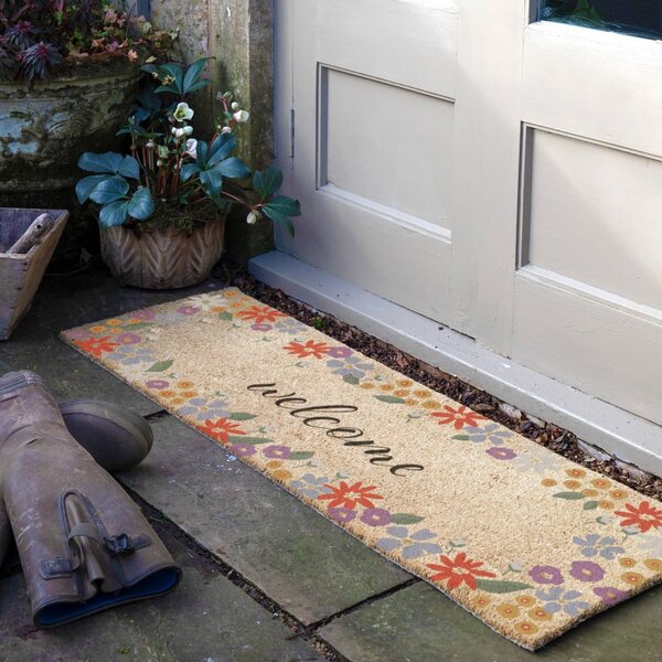 Rohožka z kokosového vlákna 40x120 cm Welcome Floral – Artsy Doormats