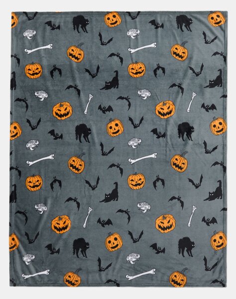 Sinsay - Deka s halloweenskym motívom - tmavosivá