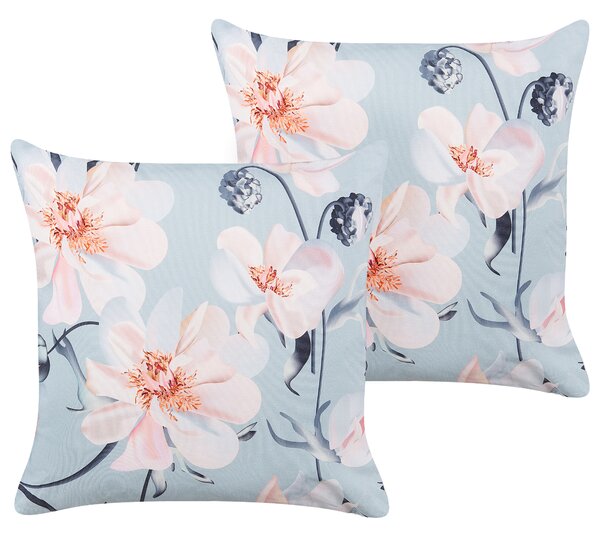 Sada 2 záhradných vankúšov modrá polyester kvetinový vzor 45 x 45 cm moderné vonkajšie dekorácie vodoodolné