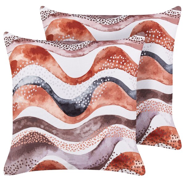 Sada 2 záhradných vankúšov hnedý polyester abstraktný motív vzor 45 x 45 cm moderné vonkajšie dekorácie vodoodolné