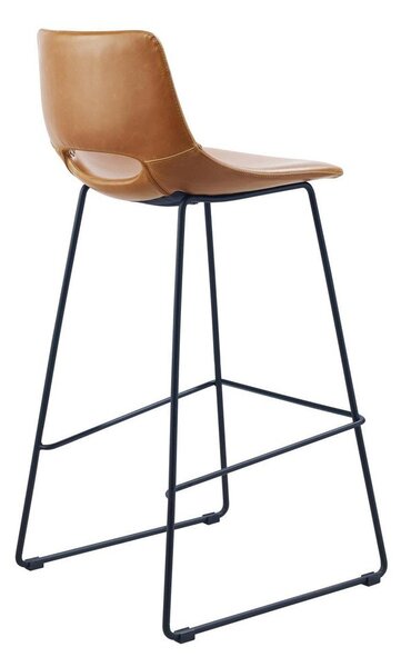 Koňakovohnedá barová stolička z imitácie kože (výška sedadla 76 cm) Zahara – Kave Home
