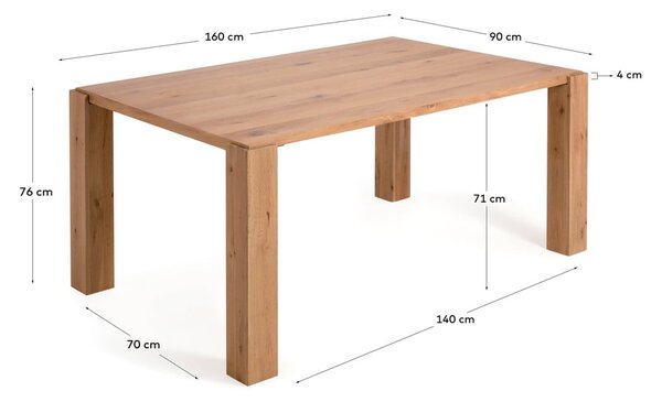 Jedálenský stôl v dekore duba 90x160 cm Deyanira – Kave Home