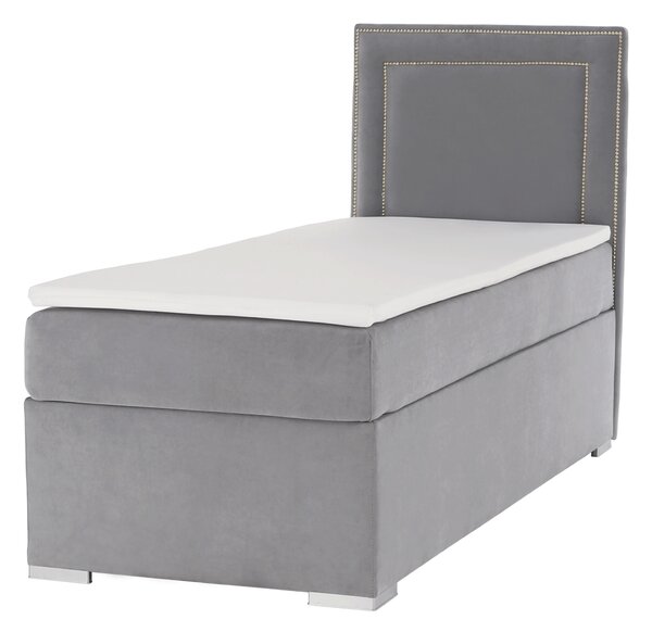 KONDELA Boxspringová posteľ, jednolôžko, svetlosivá, 90x200, pravá, BILY