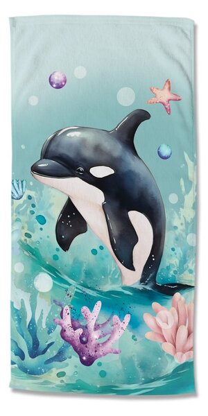 Modrá detská zamatová plážová osuška 75x150 cm Splash – Good Morning