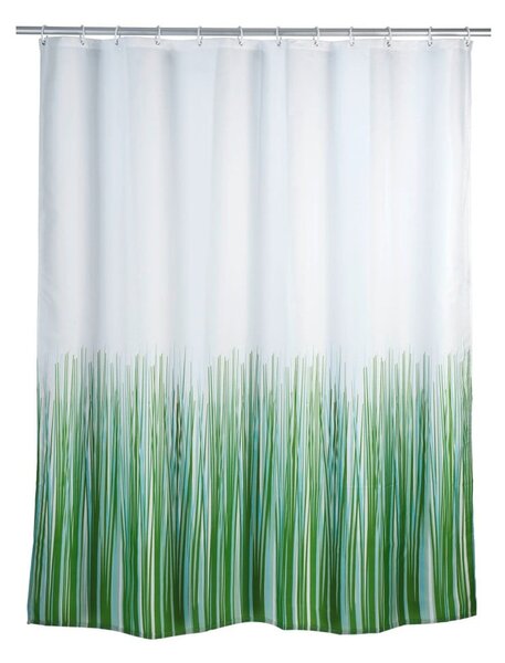 Zeleno-biely sprchový záves Wenko Nature, 180 x 200 cm