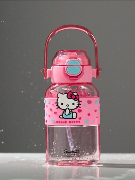Sinsay - Fľaša na vodu s rúčkou a slamkou Hello Kitty - viacfarebná